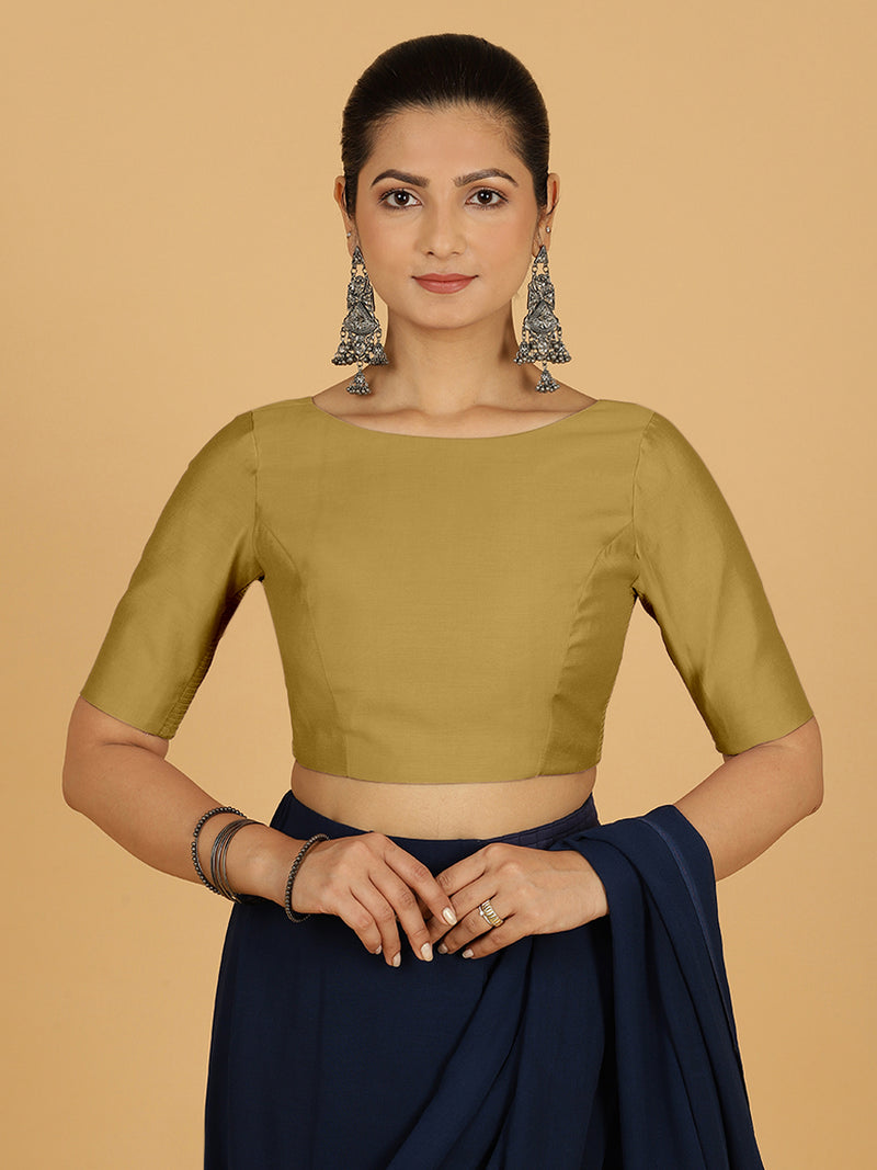 Trisha x Rozaana | Saree Blouse in Dijon Mustard-Binks