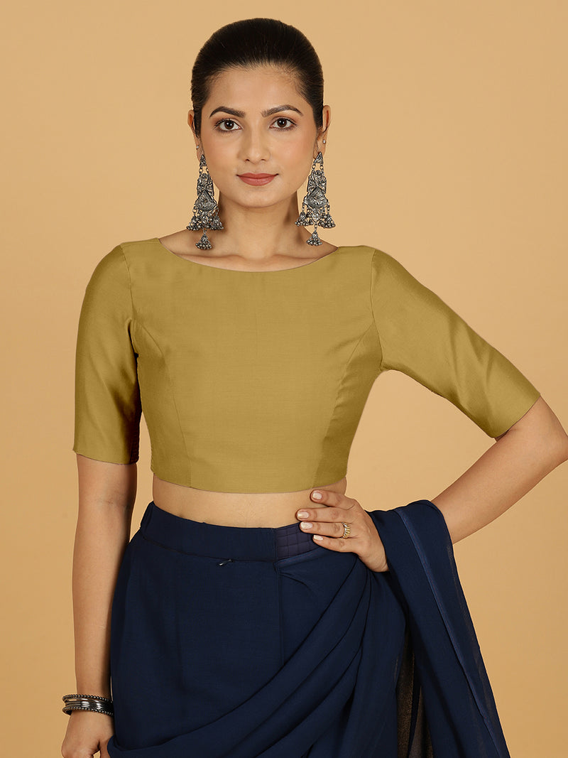 Trisha x Rozaana | Saree Blouse in Dijon Mustard-Binks