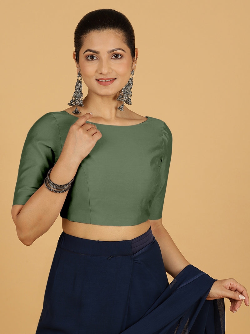 Trisha x Rozaana | Saree Blouse in Hunter Green-Binks