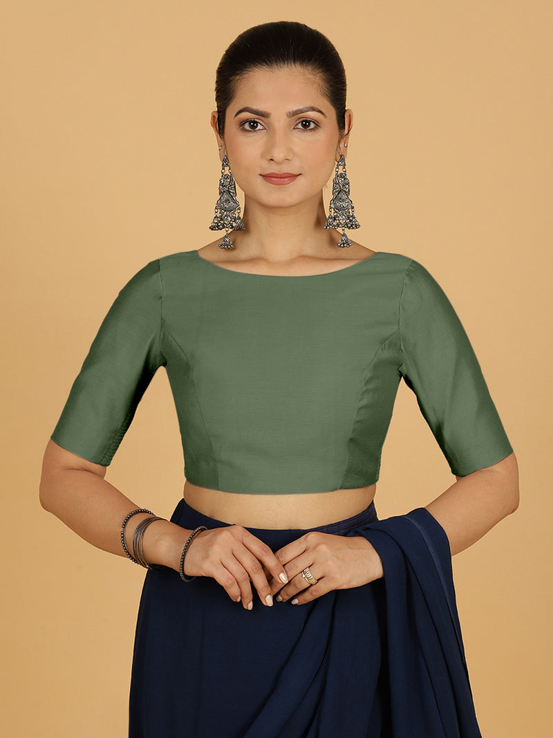 Trisha x Rozaana | Saree Blouse in Hunter Green-Binks