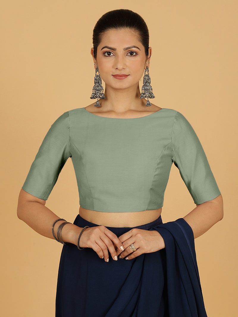 Trisha x Rozaana | Saree Blouse in Mint Green-Binks