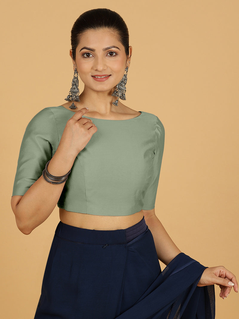 Trisha x Rozaana | Saree Blouse in Mint Green-Binks