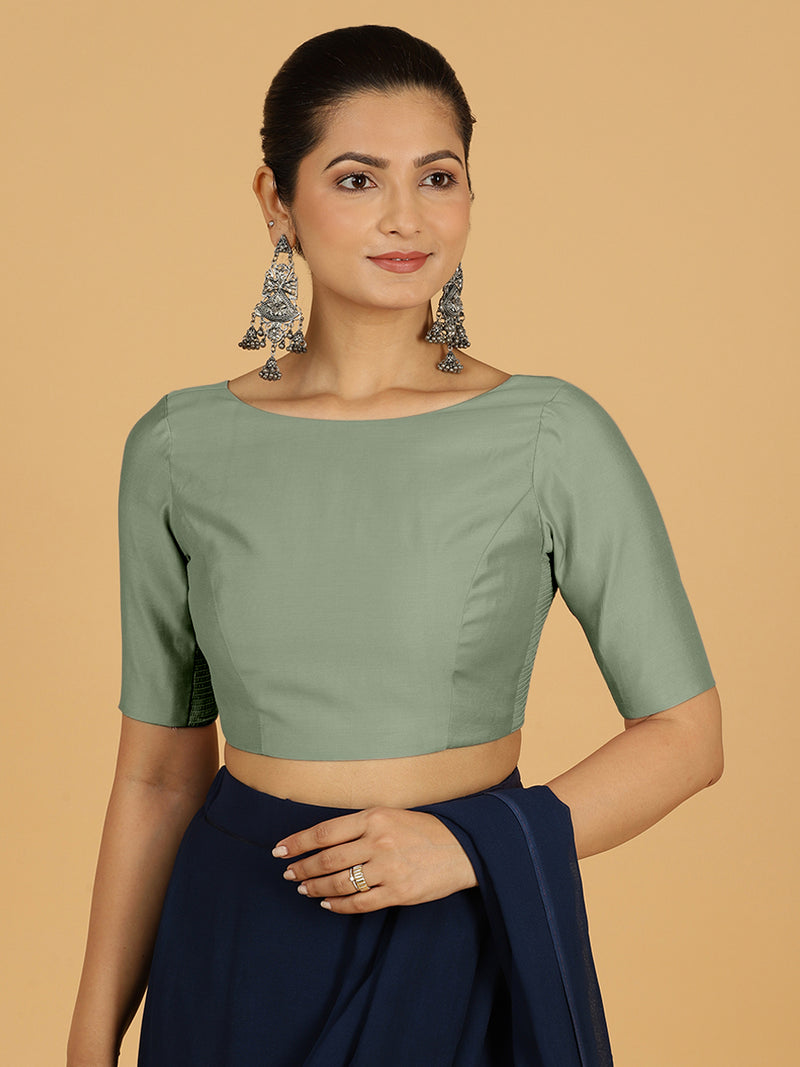 Trisha x Rozaana | Saree Blouse in Mint Green-Binks