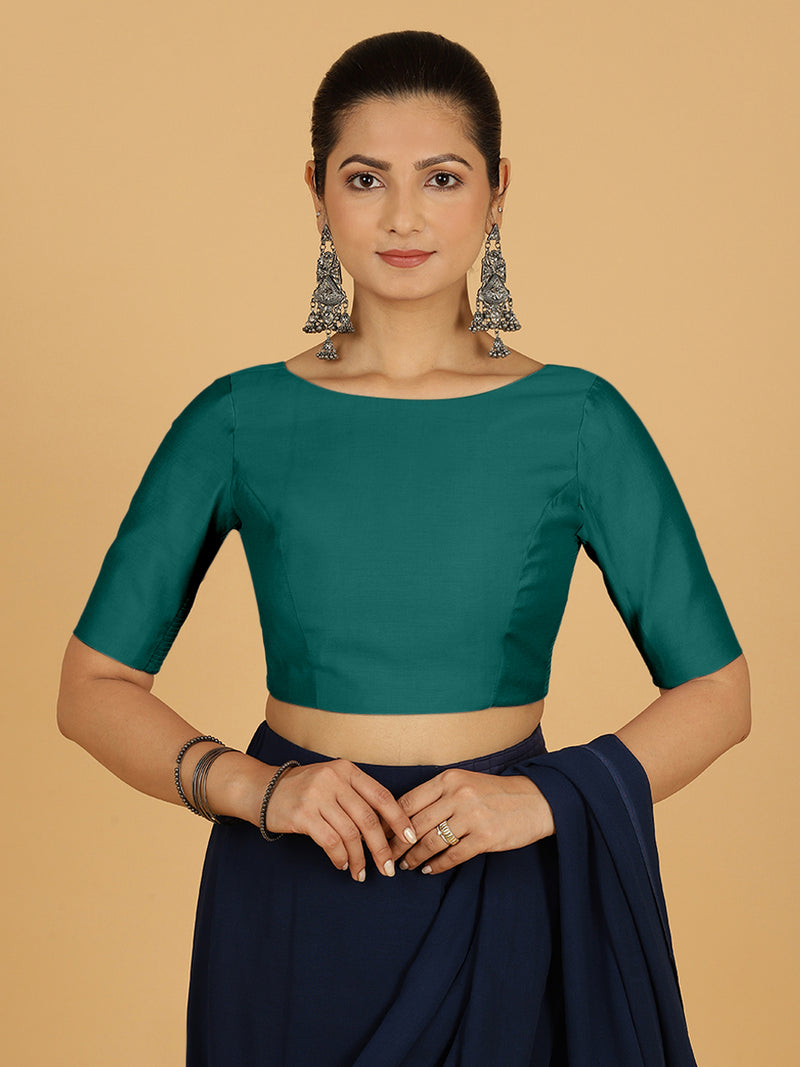 Trisha x Rozaana | Saree Blouse in Peacock Green-Binks