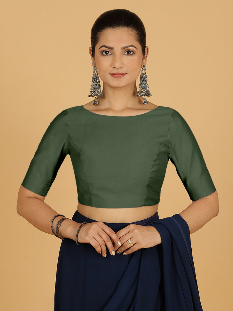 Trisha x Rozaana | Saree Blouse in Pine Green-Binks