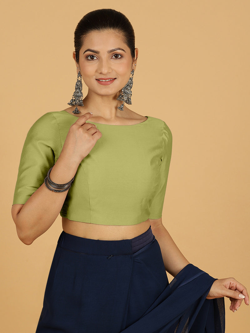 Trisha x Rozaana | Saree Blouse in Pista Green-Binks