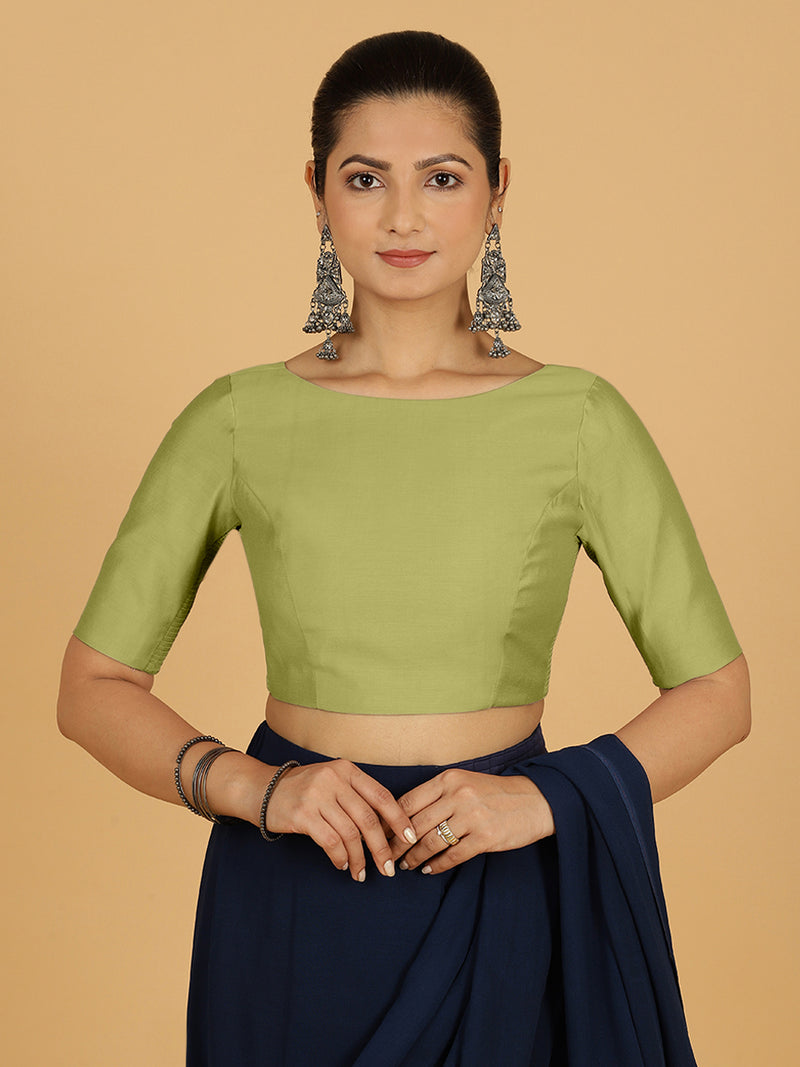 Trisha x Rozaana | Saree Blouse in Pista Green-Binks