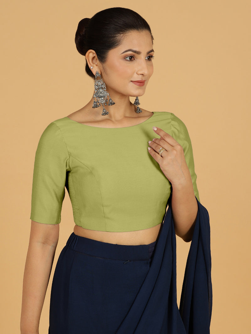 Trisha x Rozaana | Saree Blouse in Pista Green-Binks