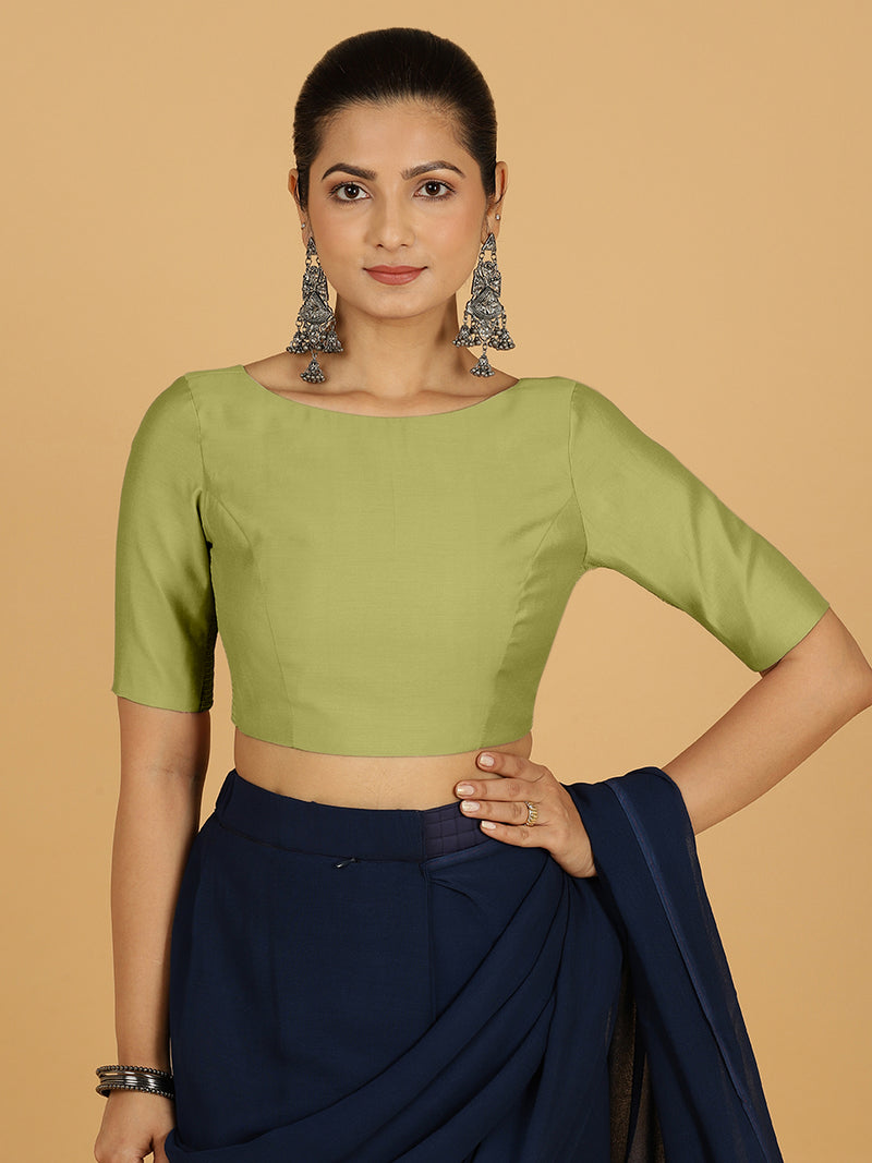 Trisha x Rozaana | Saree Blouse in Pista Green-Binks
