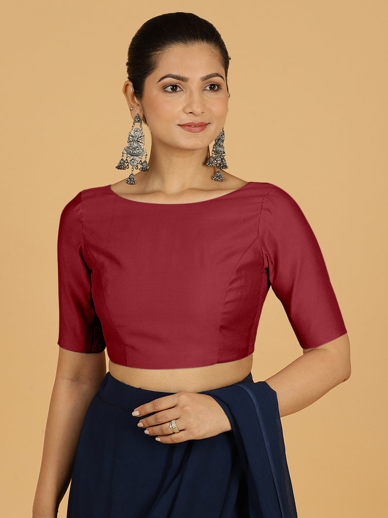 Trisha x Rozaana | Saree Blouse in Scarlet Red-Binks
