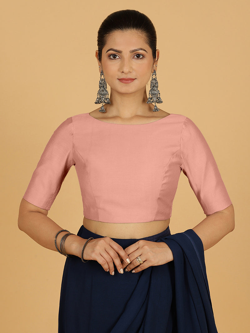 Trisha x Rozaana | Saree Blouse in Sea Pink-Binks
