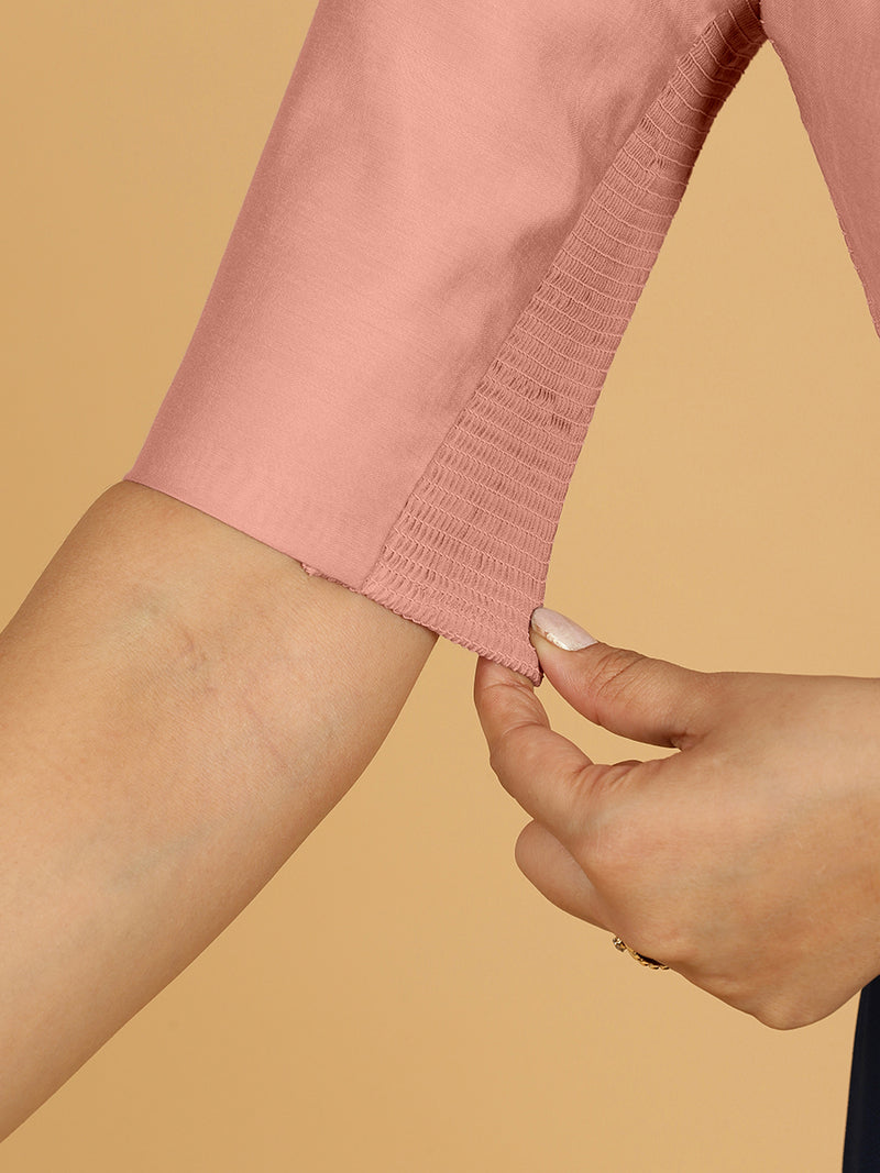 Trisha x Rozaana | Saree Blouse in Sea Pink-Binks