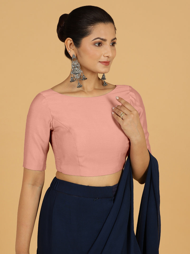 Trisha x Rozaana | Saree Blouse in Sea Pink-Binks
