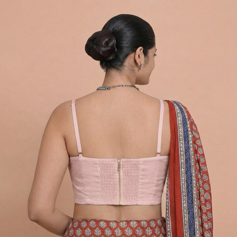 Vamika x Rozaana | Sweetheart Neck Lilac Solid Viscose Saree Blouse-Binks