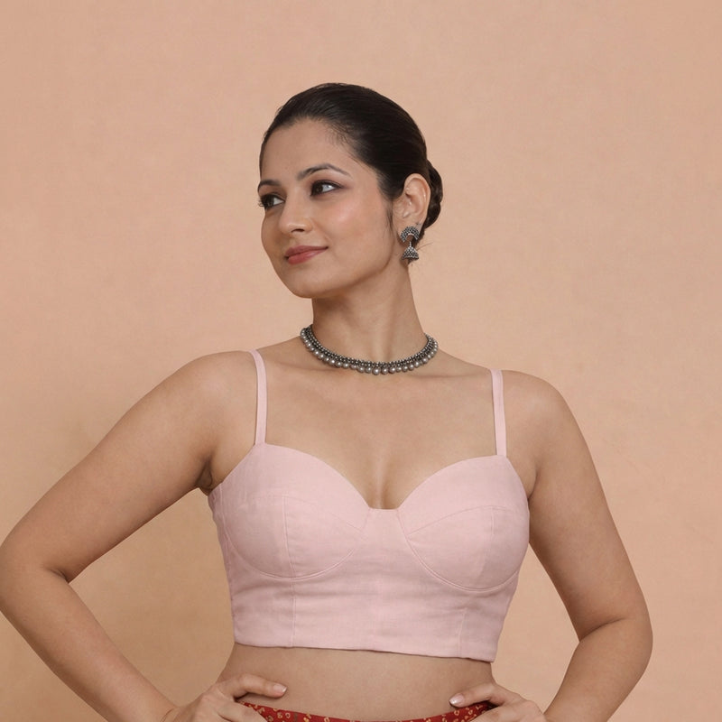 Vamika x Tyohaar | Sweetheart Neck Lilac Solid Viscose Saree Blouse-Binks