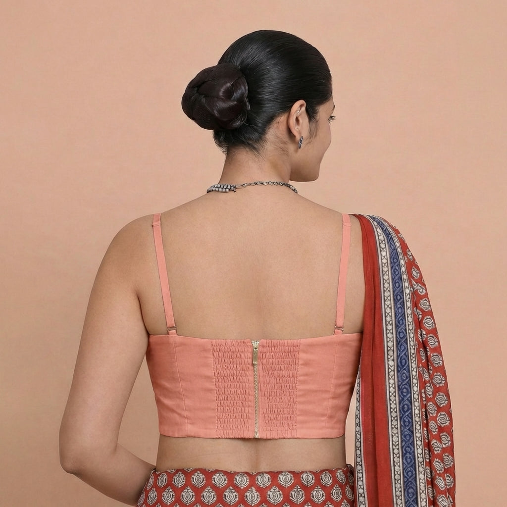 Vamika x Rozaana Saree Blouse, in Pink 80% Viscose 20% Polyester, featuring sleeveless and sweetheart neckline (view 2).