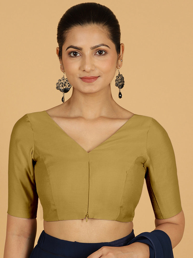 Vedika x Rozaana | Saree Blouse in Dijon Mustard-Binks