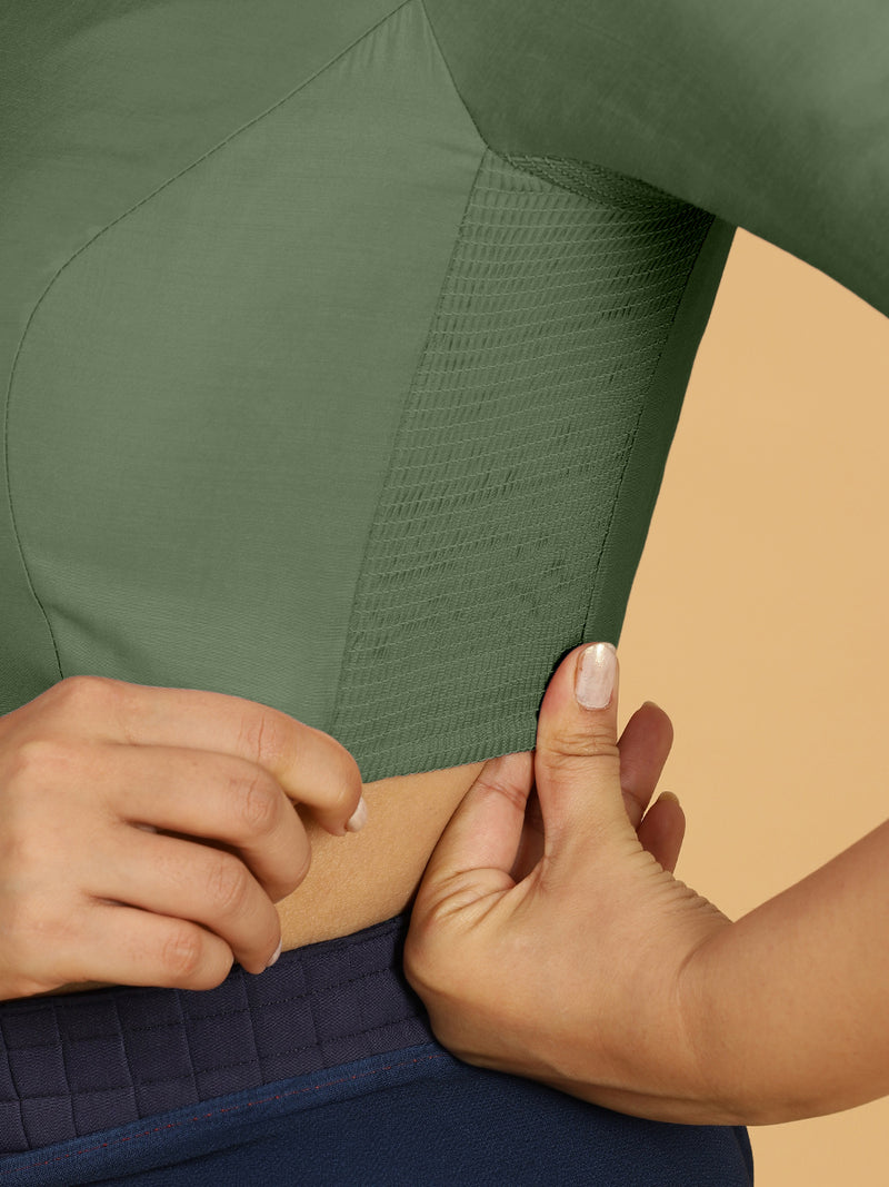 Vedika x Rozaana | Saree Blouse in Hunter Green-Binks