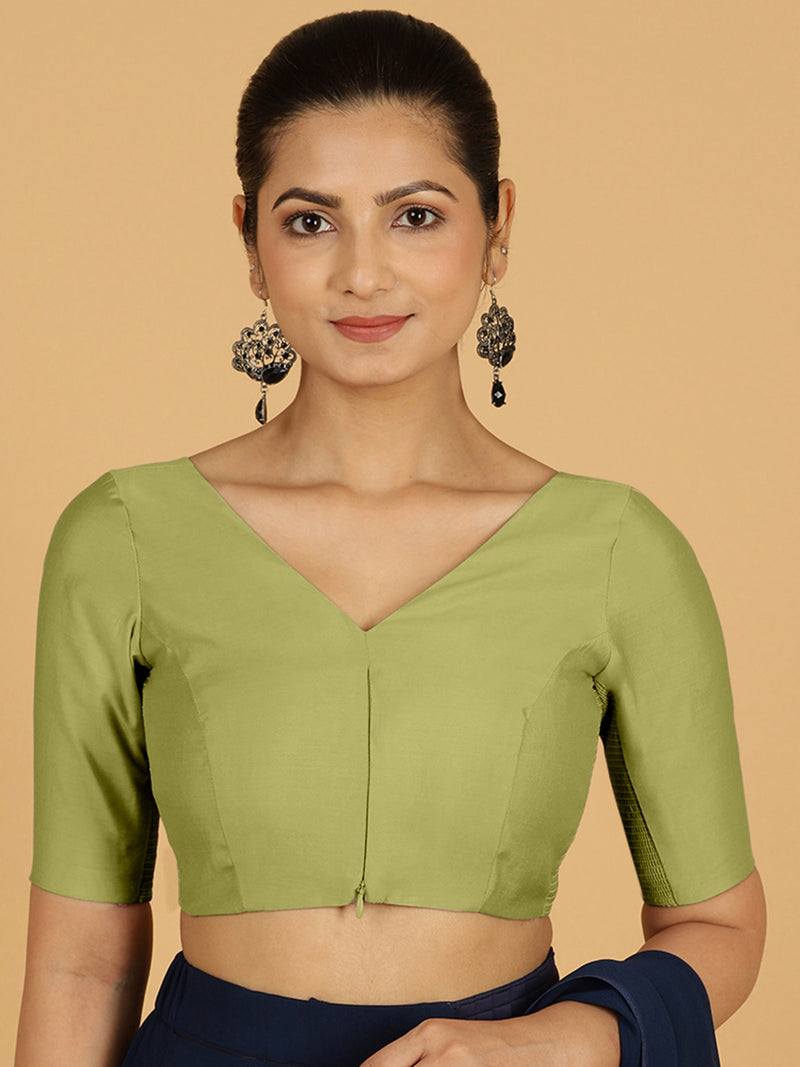 Vedika x Rozaana | Saree Blouse in Pista Green-Binks