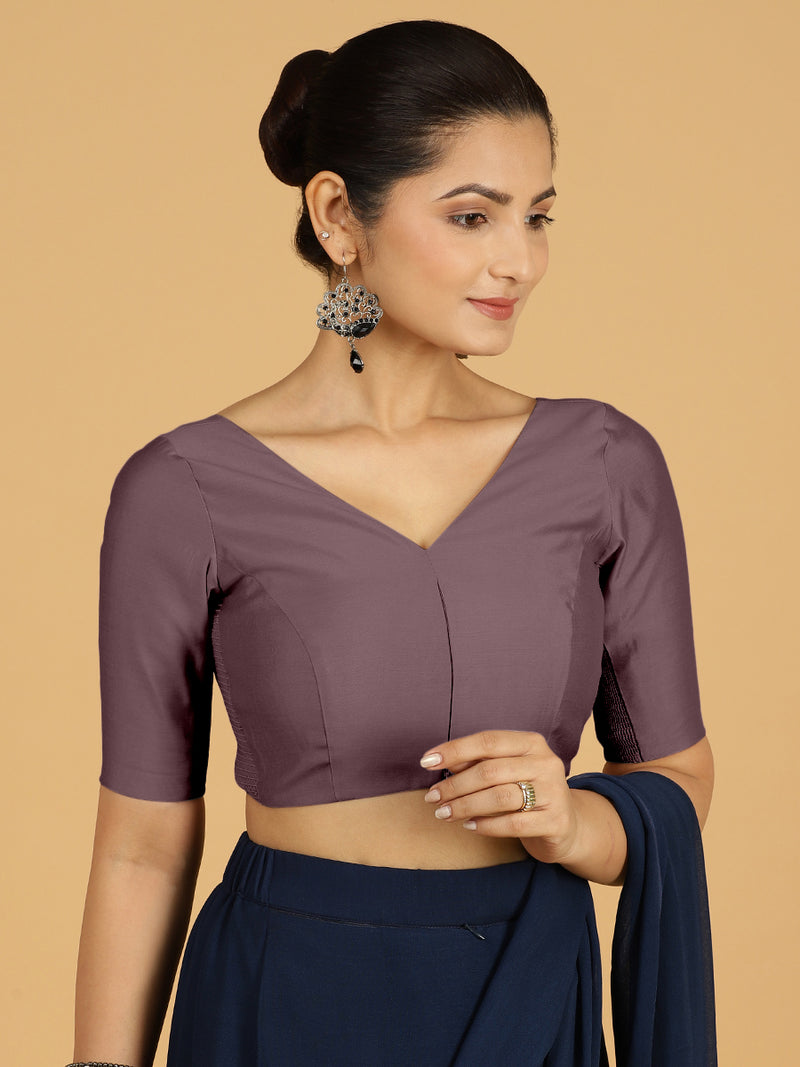 Vedika x Rozaana | Saree Blouse in Purple Mauve-Binks