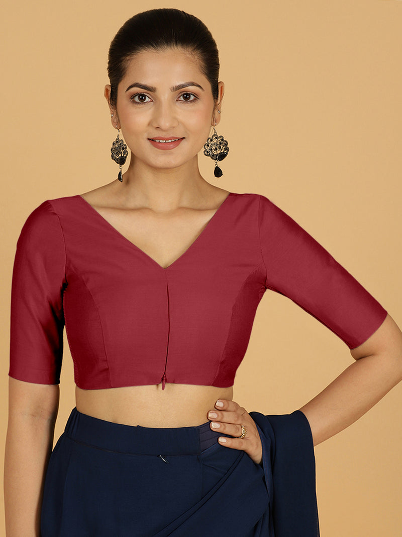 Vedika x Rozaana | Saree Blouse in Scarlet Red-Binks