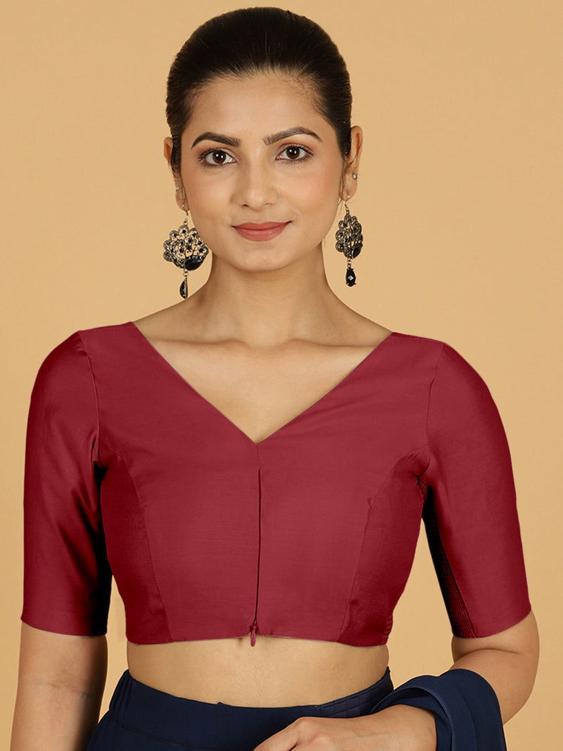 Vedika x Rozaana | Saree Blouse in Scarlet Red-Binks