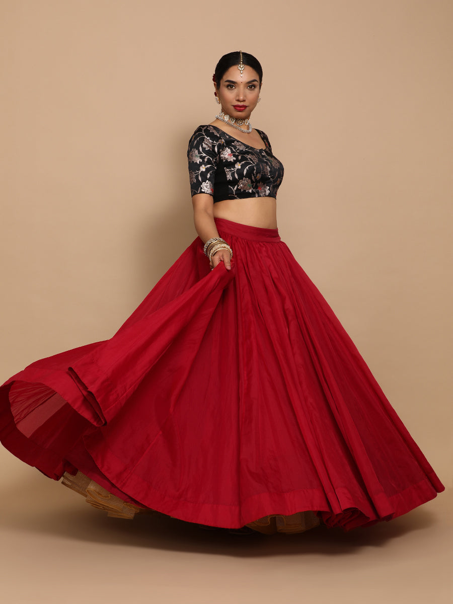 Zaina x Tyohaar Saree Blouse, in Black Embroidery & Brocade, featuring elbow sleeves and round neckline (view 7).
