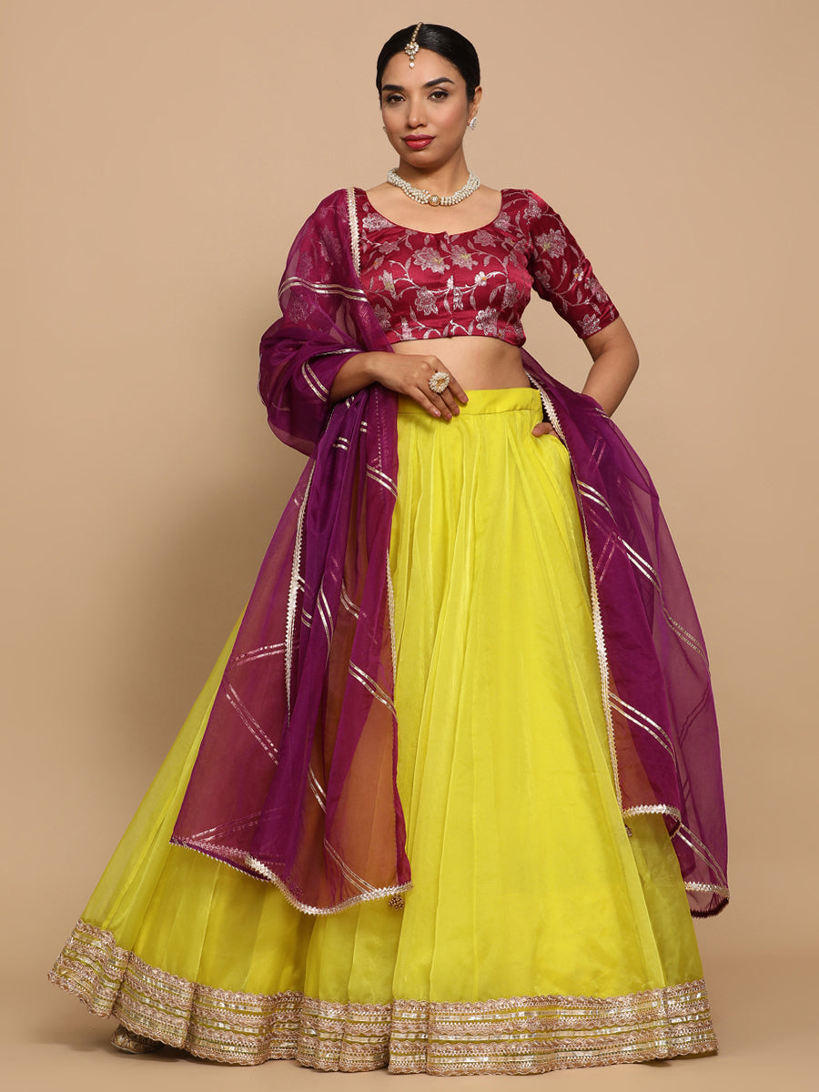 Zaina x Tyohaar Saree Blouse, in Red Embroidery & Brocade, featuring elbow sleeves and round neckline (view 8).