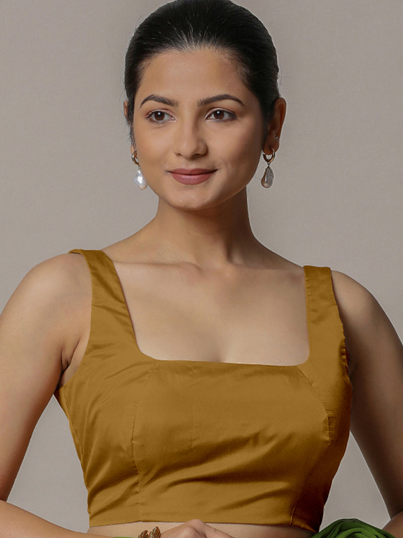 Zeba x Rozaana | Bronze Gold Sleeveless Saree Blouse w/ FlexiFit™-Binks