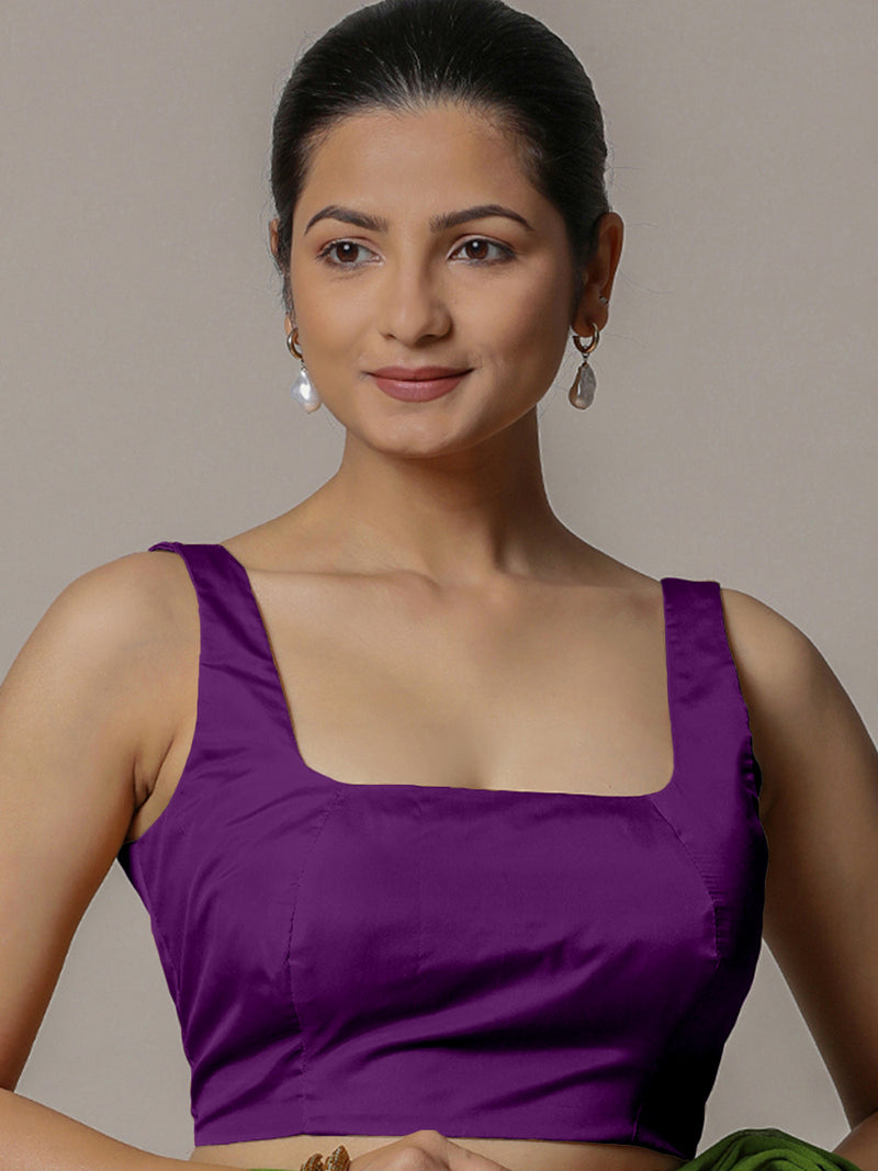 Zeba x Rozaana | Purple Sleeveless Saree Blouse w/ FlexiFit™-Binks