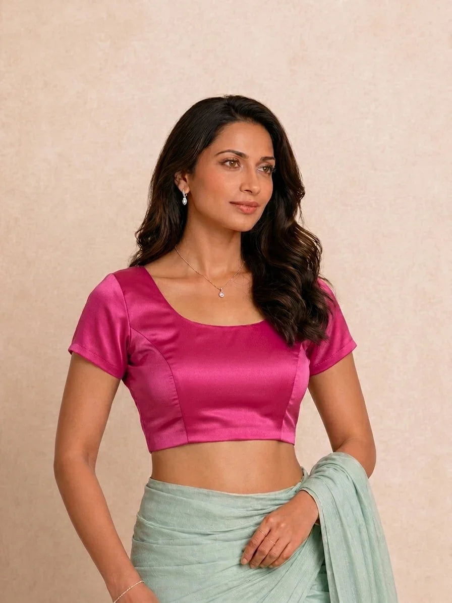 Dohra Cerise Pink Satin Lycra Side A