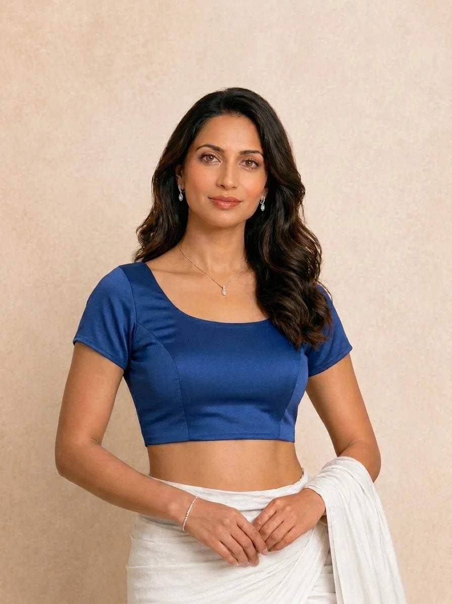 Dohra Deep Cobalt Satin Lycra Side A