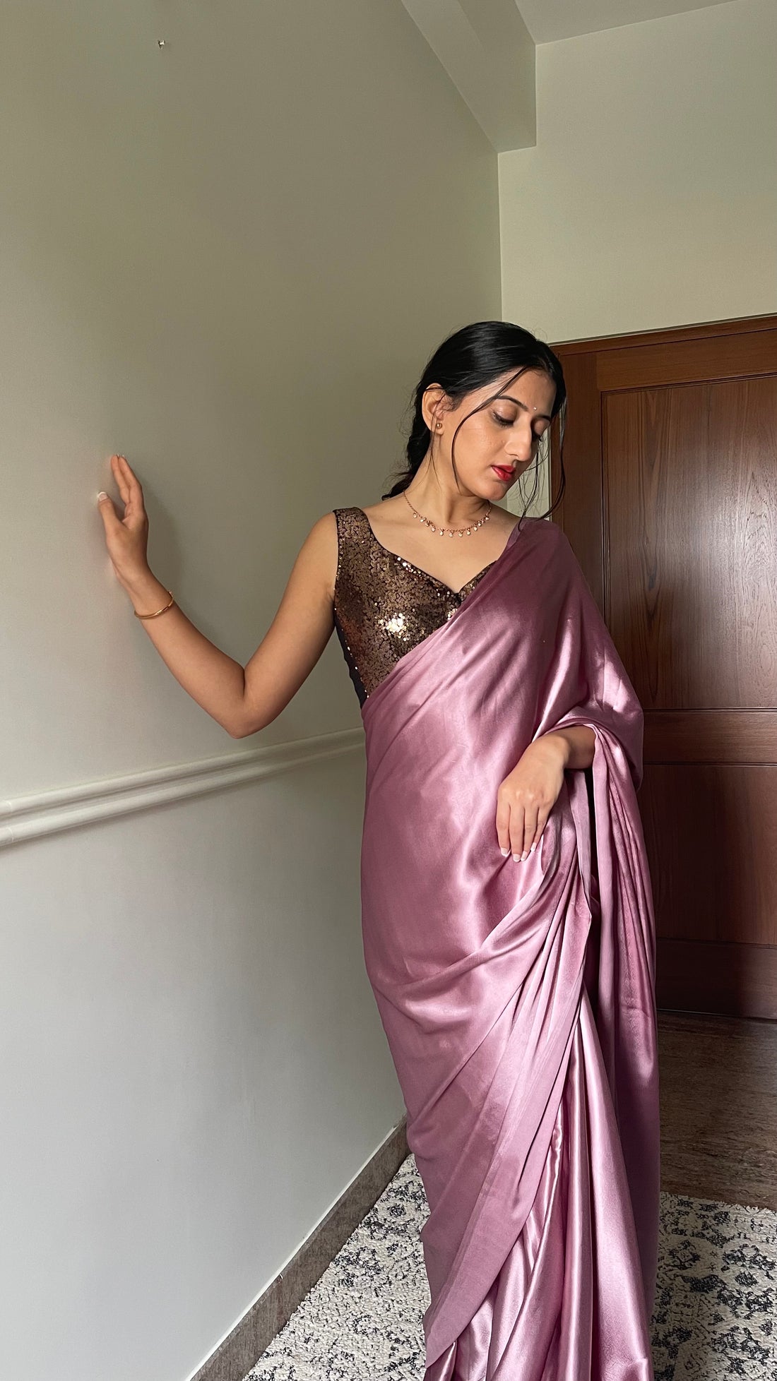 Zia x Tyohaar Saree Blouse, in Gold Sequin, featuring sleeveless, made for party & festive (view 5).