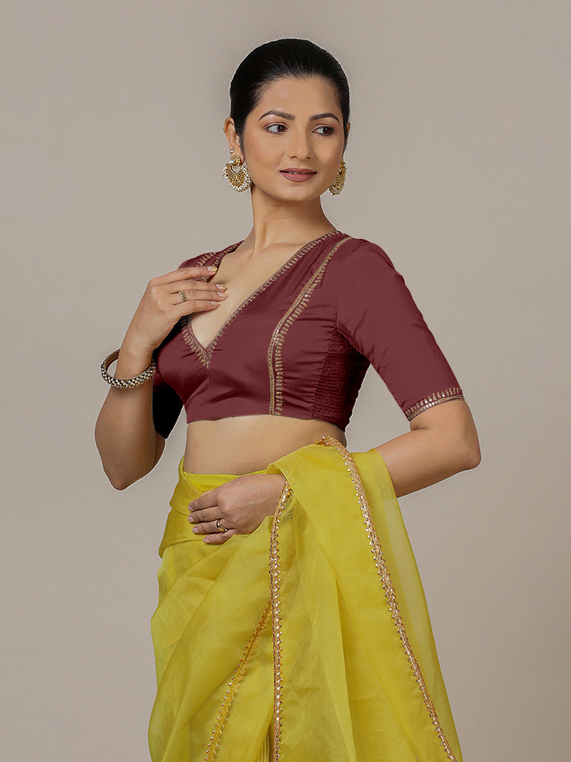Zohra x Luxe | Burgundy Saree Blouse w/ FlexiFit™ Side Seam-Binks