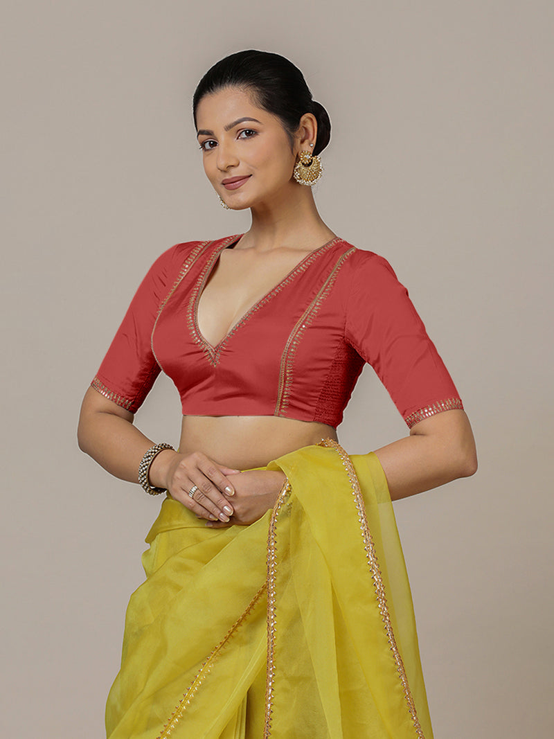 Zohra x Luxe | Crimson Red Saree Blouse w/ FlexiFit™ Side Seam-Binks