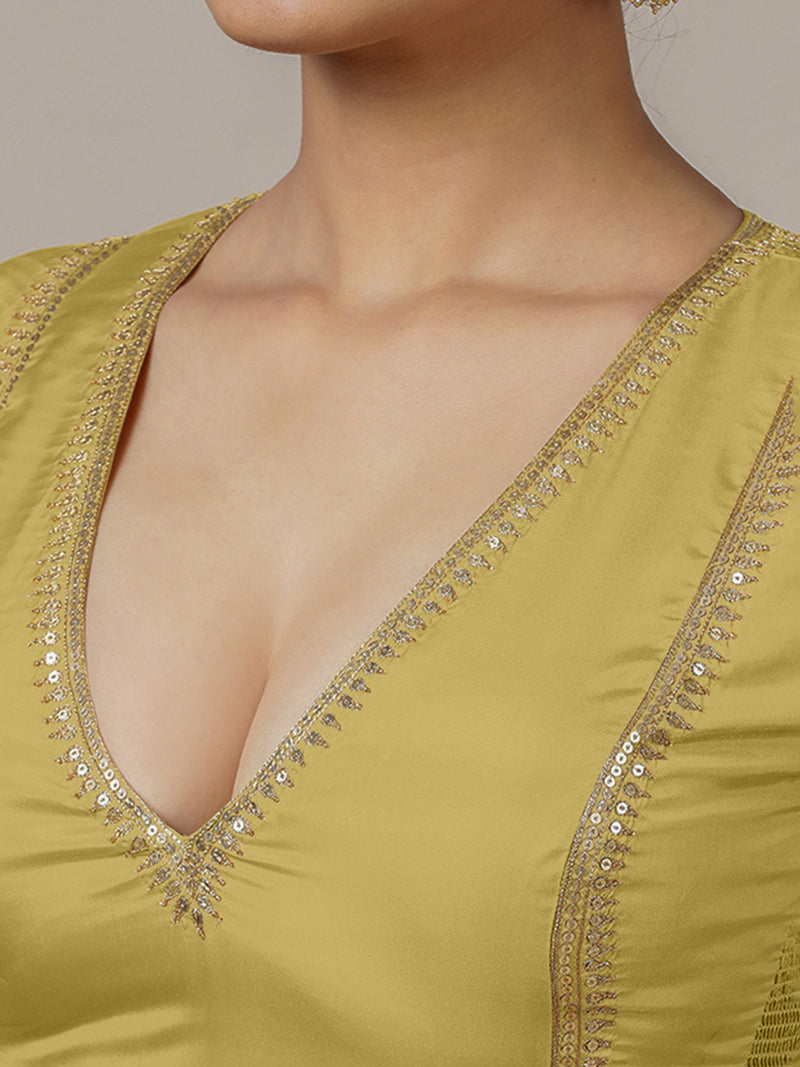 Zohra x Luxe | Lemon Yellow Saree Blouse w/ FlexiFit™ Side Seam-Binks