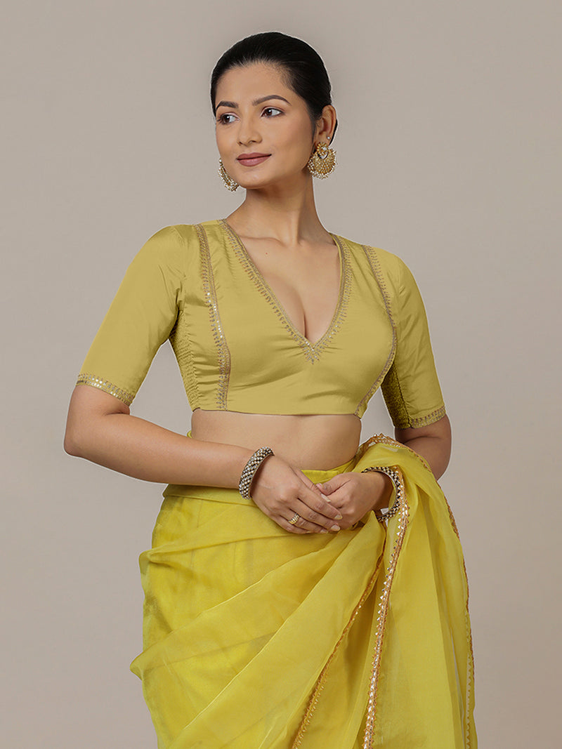 Zohra x Luxe | Lemon Yellow Saree Blouse w/ FlexiFit™ Side Seam-Binks