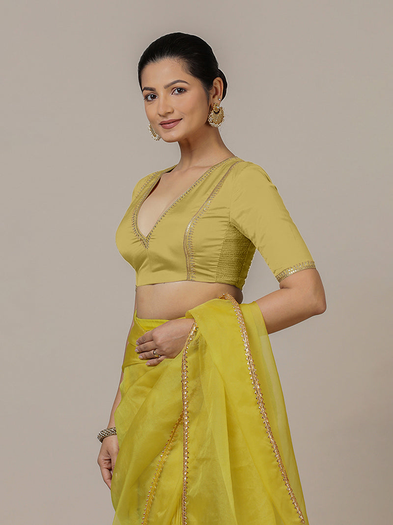Zohra x Luxe | Lemon Yellow Saree Blouse w/ FlexiFit™ Side Seam-Binks