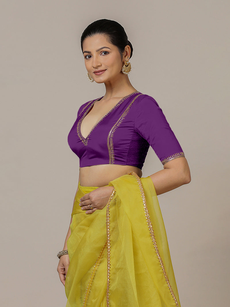 Zohra x Luxe | Purple Saree Blouse w/ FlexiFit™ Side Seam-Binks