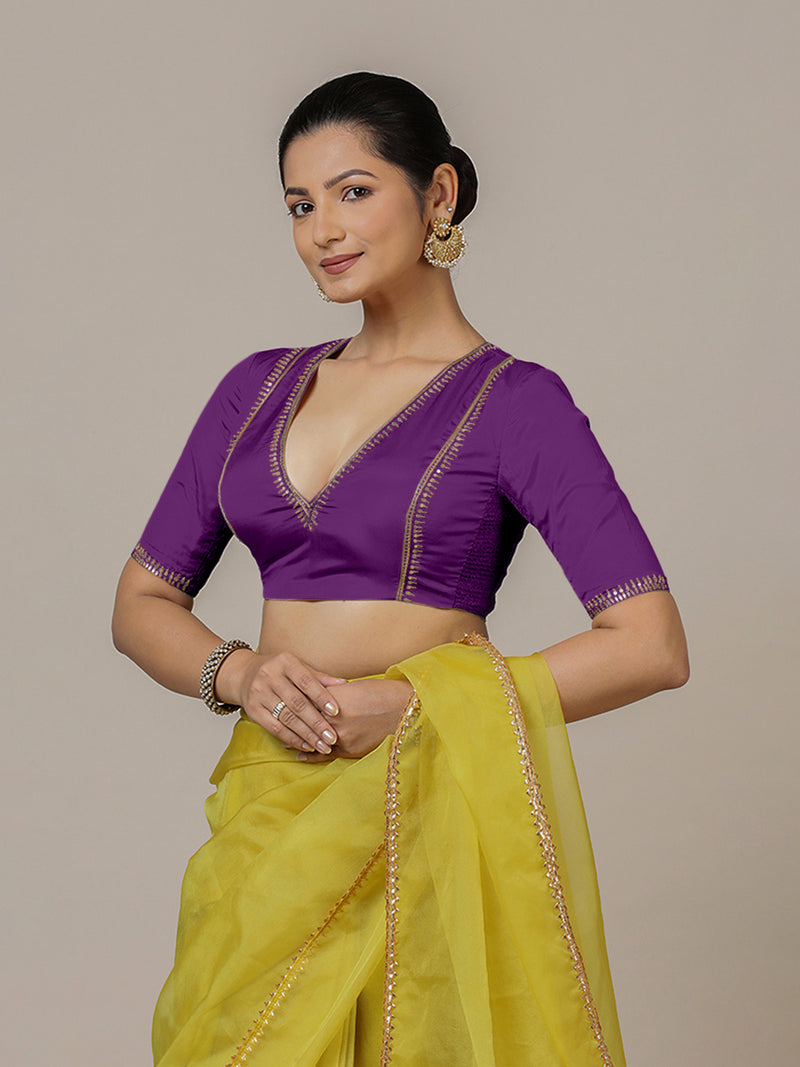 Zohra x Luxe | Purple Saree Blouse w/ FlexiFit™ Side Seam-Binks