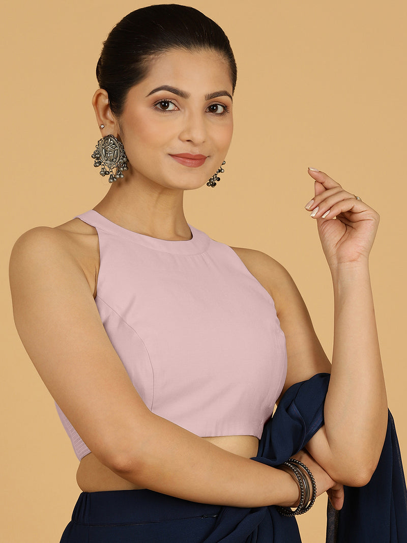 Zubeida x Rozaana | Lilac Sleeveless Halter Neck Saree Blouse-Binks