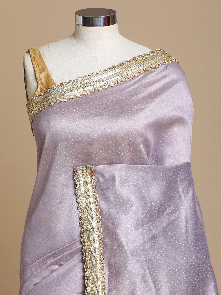 Anwesha x Tyohaar Saree, in Purple Chandheri, made for party & festive (view 3).