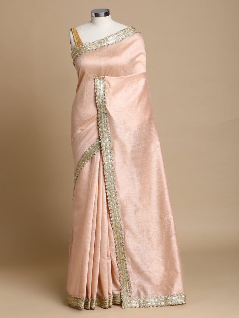 Anwesha x Tyohaar Saree, in Copper Chandheri, made for party & festive.