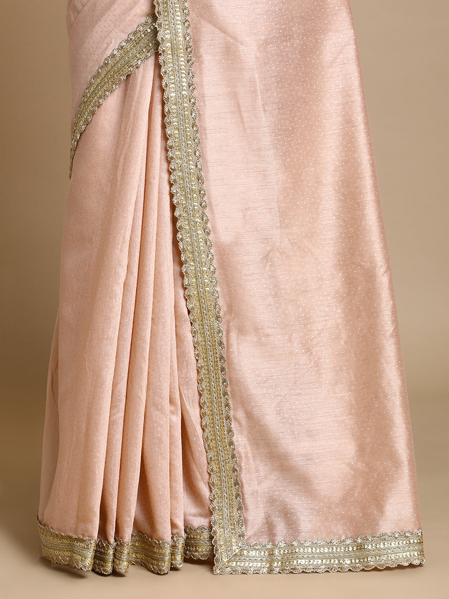 Anwesha x Tyohaar Saree, in Copper Chandheri, made for party & festive (view 2).