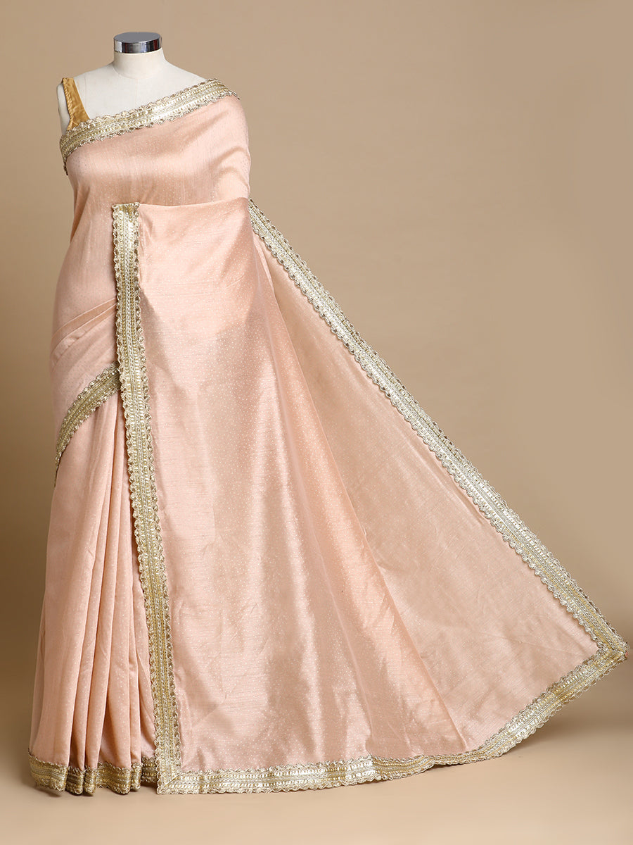 Anwesha x Tyohaar Saree, in Copper Chandheri, made for party & festive (view 3).