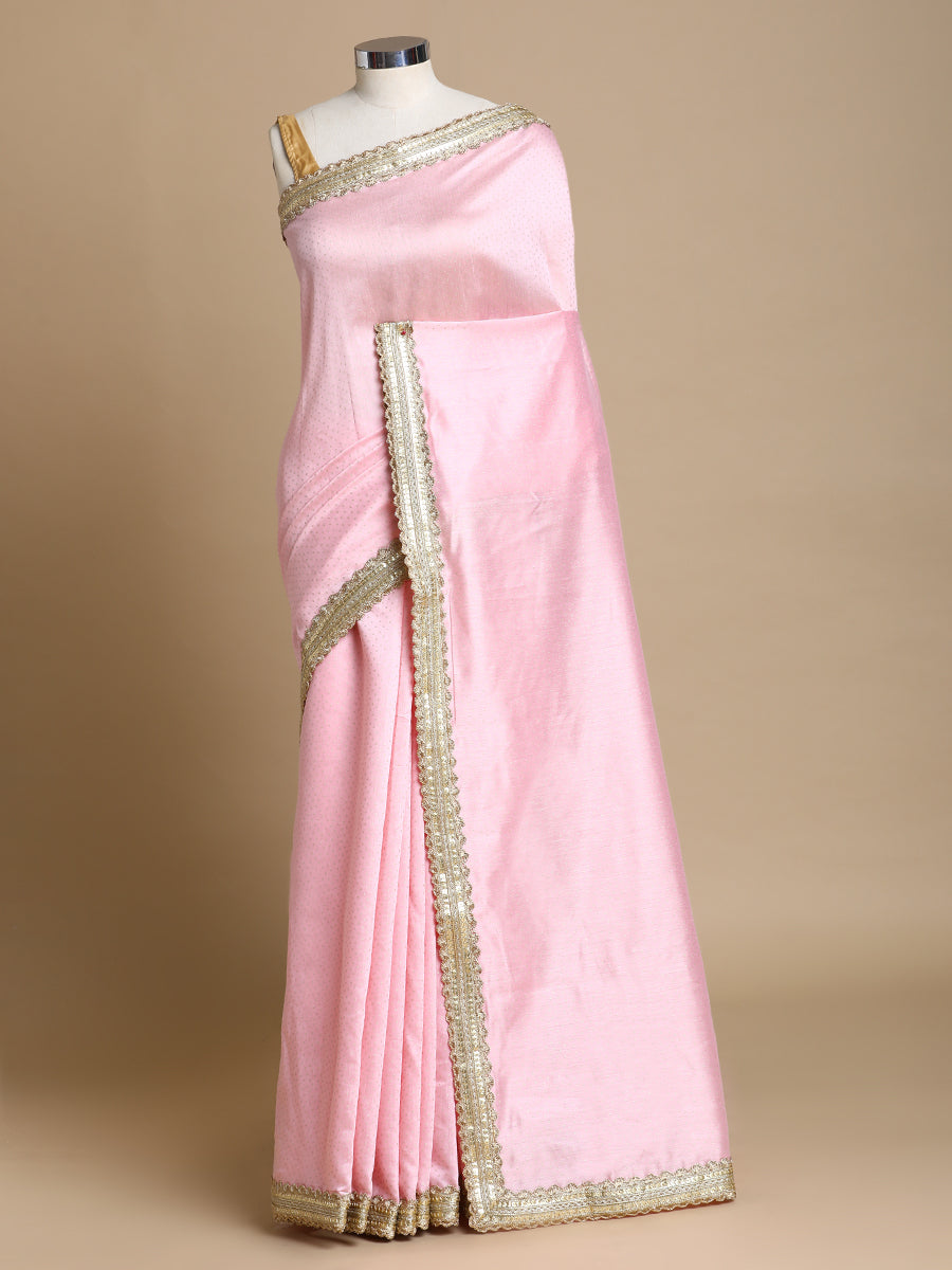 Anwesha x Tyohaar Saree, in Pink Chandheri, made for party & festive.