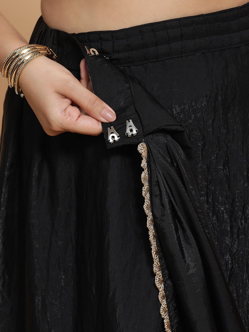 Jhilmil x Tyohaar | Black Dual Toned Tissue Fabric Ready-to-Wear One Minute Saree-Binks