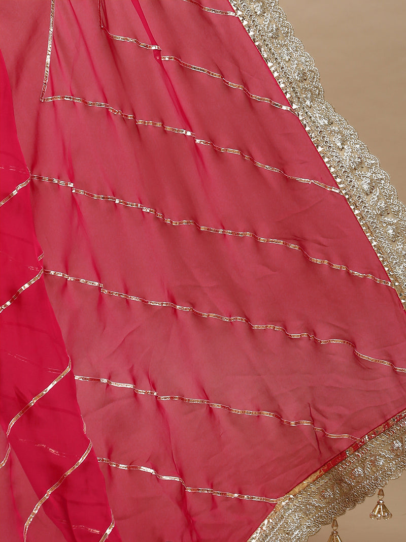 Kalindi x Tyohaar | Pink Rush Viscose Organza Saree With Handcrafted Geometric Gota Work-Binks