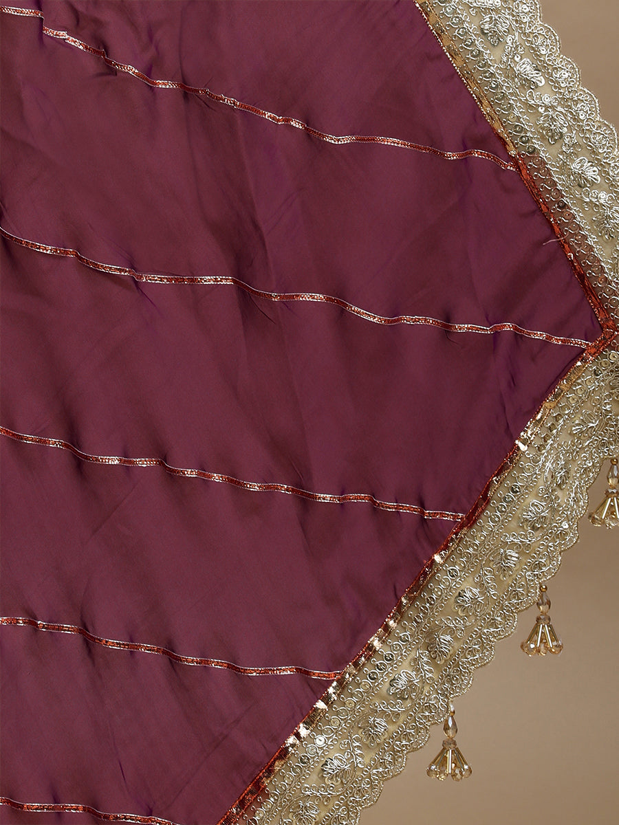 Kalindi x Tyohaar Saree, in Purple Viscose Organza, made for party & festive (view 5).