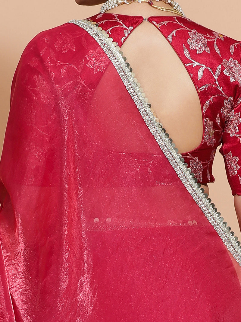 Monica x Tyohaar | Blush Pink Tissue Ready-to-Wear One Minute Saree-Binks